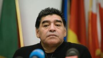 Maradona, en la rueda de prensa.