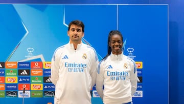 Pau Quesada y Naomie Feller, en la rueda de prensa previa al Real Madrid - Paris FC.
