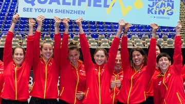 El equipo de España celebra su clasificación para la Final 8 de Shenzhen de la Billie Jean King Cup