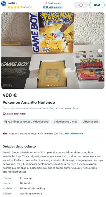 pokemon amarillo wallapop