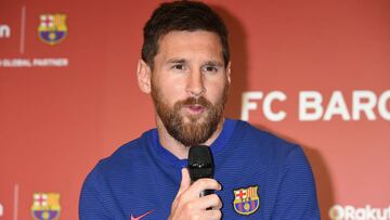 TOKYO, JAPAN - JULY 13: Lionel Messi attends the press conference for Rakuten - FC Barcelona Global Partnership Launch on July 13, 2017 in Tokyo, Japan. (Photo by Jun Sato/WireImage)