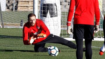 Oblak, en el entrenamiento.