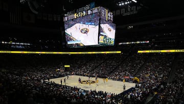 General view in the first half between the Los Angeles Lakers and the Denver Nuggets during game one of the Western Conference Finals for the 2023 NBA playoffs at Ball Arena.