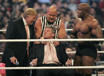 En reiteradas ocasiones, el magnate apareció en eventos de la Lucha Libre de los Estados Unidos, principalmente como rival de Vince McMahon, propietario de la WWE. En Wrestlemania 23, evento de 2007, ambos protagonizaron el combate llamado "La Batalla de los Billonarios", en la que se enfrentaron dos luchadores en representación de cada uno de los empresarios y quien terminara derrotado perdería la cabellera. Trump se alzó como el vencedor, quien en pleno cuadrilátero cobró su apuesta al rapar a Mr. McMahon.