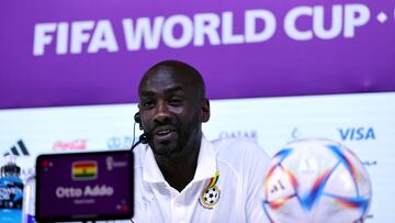 Doha (Qatar), 23/11/2022.- Nano Otto Addo, head coach of Ghana, attends a press conference at Qatar National Convention Center (QNCC) in Doha, Qatar, 23 November 2022. Ghana will face Portugal in the FIFA World Cup 2022 group H on 24 November 2022. (Mundial de F¨²tbol, Catar) EFE/EPA/ALI HAIDER