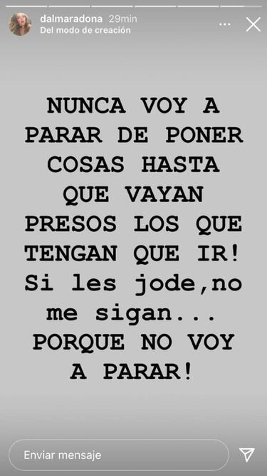 Dalma Maradona contra Morla: "No voy a parar hasta que vayan presos los que tengan que ir"