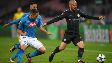 David Silva, contra el Nápoles en Champions.