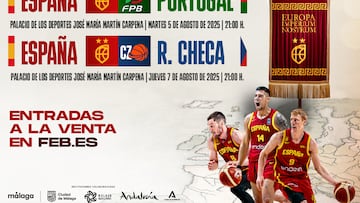 Entradas para los amistosos de baloncesto en Málaga entre España, Portugal y República Checa.