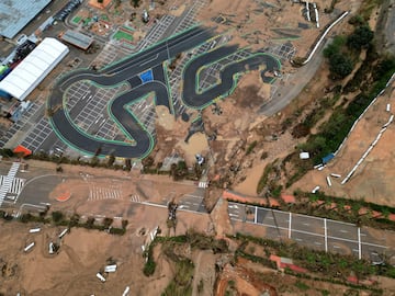 Vista de cómo ha quedado el circuito Ricardo Tormo tras las graves inundaciones en Valencia. 