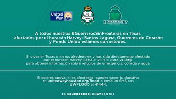 Los laguneros ayudaron a United Way para apoyar a los damnificados y pidieron a sus seguidores donar por ellos.