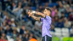 Mazatlan's Luis Amarilla celebrates after scoring against Monterrey during the Mexican Clausura 2024 tournament football match at the BBVA Bancomer stadium in Monterrey, Mexico, on March 10, 2024. (Photo by Julio Cesar AGUILAR / AFP)