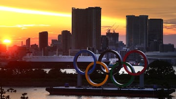 The Olympic Rings are photographed ahead of the Tokyo 2020 Olympic Games in Tokyo.