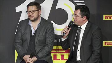 Hembery y Boullier, en la presentaci&oacute;n de Pirelli. 