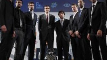 <b>LOS OCHO ASPIRANTES. </b>Triguero, Ivanov, Claver, Lorbek, Llull, Teletovic, Vidal y Grimau representaron a los equipos de los playoffs 2012.