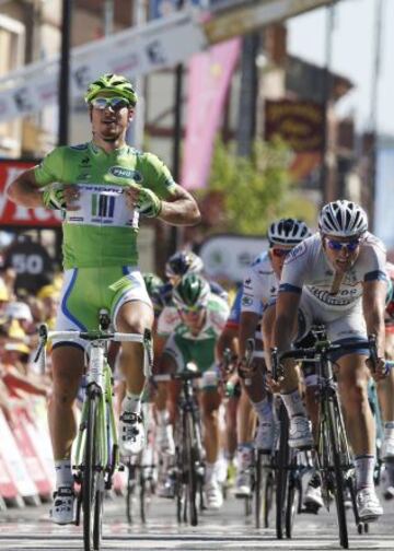 Celebración de Peter Sagan ganador de la etapa.