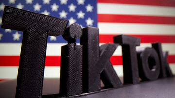 FILE PHOTO: A 3D printed Tik Tok logo is seen in front of U.S. flag in this illustration taken October 6, 2020. Picture taken October 6, 2020. REUTERS/Dado Ruvic/Illustration/File Photo