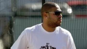 <b>EN RÍO. </b>Adriano, tras un entrenamiento con el Flamengo.