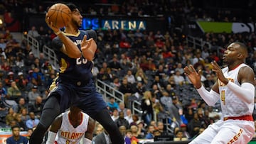 Anthony Davis, ala-pívot de los New Orleans Pelicans, durante un partido contra los Atlanta Hawks.