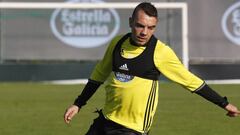 Iago Aspas en un entrenamineto del Celta.