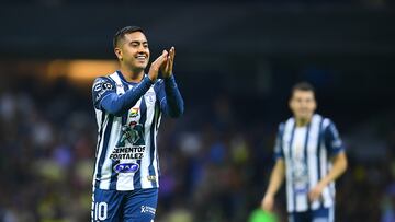 Erick Sanchez of Pachuca during the semifinals first leg match between America and Pachuca as part of the CONCACAF Champions Cup 2024, at Azteca Stadium on April 23, 2024 in Mexico City, Mexico.