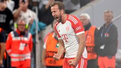 Munich (Germany), 20/09/2023.- Munich's Harry Kane celebrates after scoring the 3-1 from the penalty spot during the UEFA Champions League Group A soccer match between FC Bayern Munich and Manchester United in Munich, Germany, 20 September 2023. (Liga de Campeones, Alemania) EFE/EPA/Anna Szilagyi
