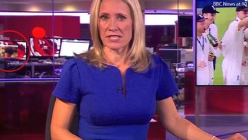 Adult movie plays in background as BBC anchor reads news