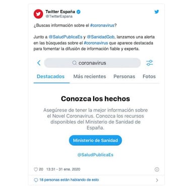 El sistema de alerta de Twitter ante el coronavirus