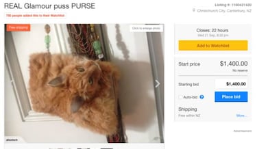 Venden en internet un bolso hecho con un gato muerto