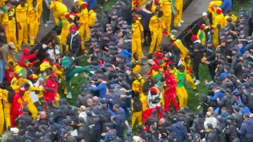 Sale a la luz el momento en el que la afición de Senegal se enfrenta a seguridad previó al penal de Brahim