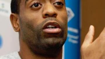 <b>EL REY DE LA VELOCIDAD. </b>Tyson Gay durante la rueda de prensa en Bruselas. Es líder del año con 9.78.