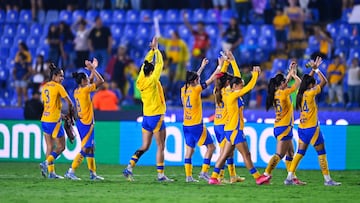 Players of Tigres during the semi-finals match between Tigres UANL and Portland Thorns as part of the Concacaf W Champions Cup at Universitario Stadium on May 21, 2025 in Monterrey, Nuevo Leon, Mexico.