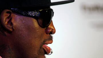 Former NBA basketball player Dennis Rodman speaks during a news conference in Buenos Aires