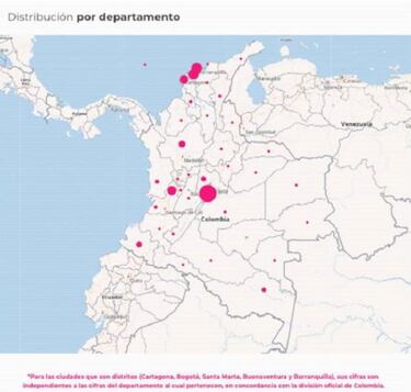 Mapa de casos y muertes por coronavirus por departamentos en Colombia: hoy, 21 de noviembre