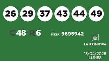 La Primitiva: comprobar los resultados del sorteo de hoy, lunes 13 de abril