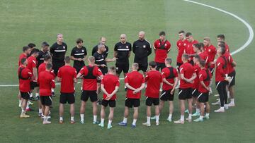 Polonia, en el entrenamiento previo en La Cartuja. 