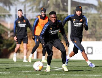 Vinicius y Casemiro, en la sesin de este sbado en Valdebebas.