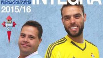 Sergio &Aacute;lvarez, portero del Celta, en el cartel de la Fundaci&oacute;n Celta Integra.