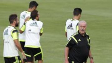 Vicente del Bosque en un entrenamiento con la selección.