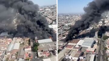 Así se ven las llamas del ostentoso incendio al interior de fábrica en Guadalajara, Jalisco