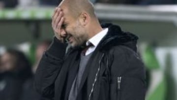 Pep Guardiola, durante el partido ante el Wolfsburgo.