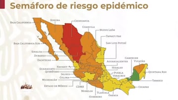 Mapa del semáforo epidemiológico en México del 9 al 15 de noviembre