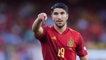 Carlos Soler, durante el partido entre Espa&ntilde;a y Portugal.