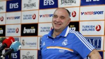 Pablo Laso, durante una rueda de prensa esta temporada.