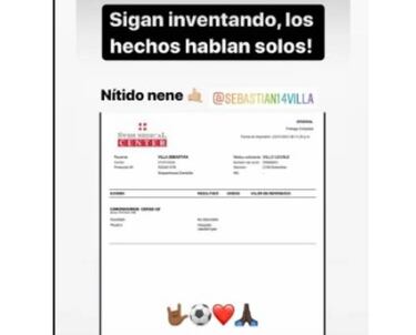 Sebastián Villa confirma que no tiene coronavirus