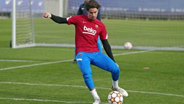 Collado, en un entrenamiento con el Barcelona.