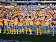 Players of Tigres during the 11th round match between Tigres UANL and Queretaro as part of the Liga BBVA MX Varonil, Torneo Clausura 2026 at Universitario Stadium, on March 15, 2026 in Monterrey, Nuevo Leon, Mexico.