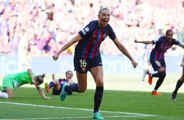 Rolfö celebra el gol de la victoria blaugrana.