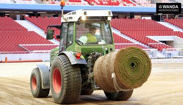 The turf was laid from the pitch perimeter inwards