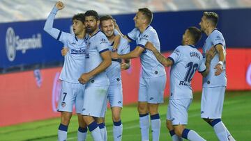 Los jugadores del Atlético celebran un gol.