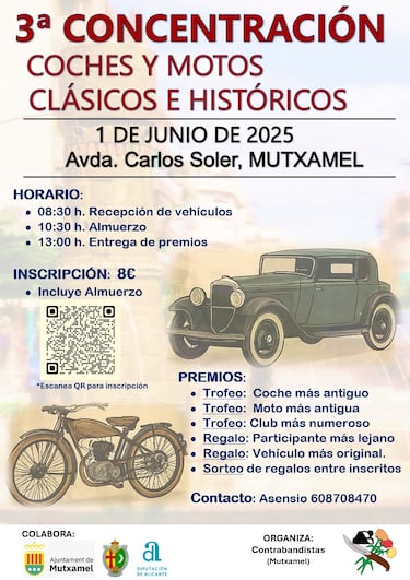 Mutxamel acoge la III Concentración de Coches y Motos Clásicos e Históricos